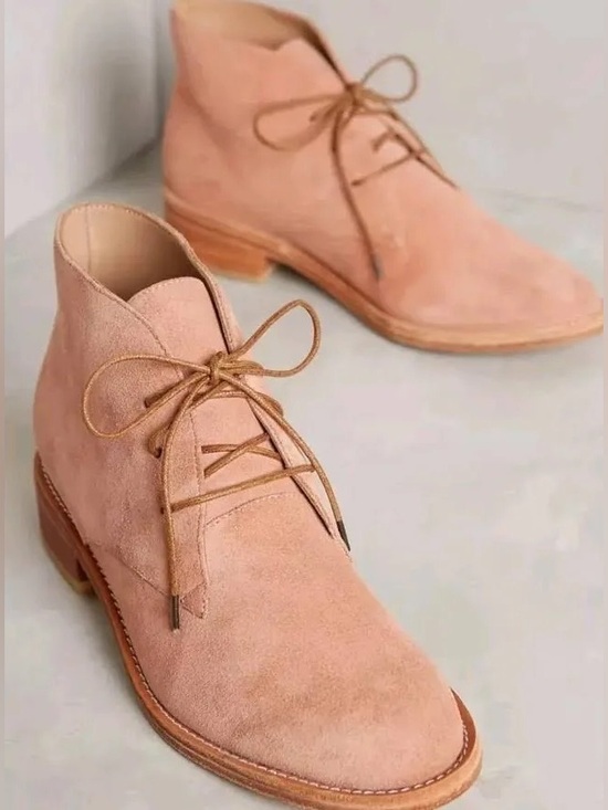 Huma Blanco Shoes - HUMA BLANCO Blush Suede Lace-Up Ankle Boots for Women